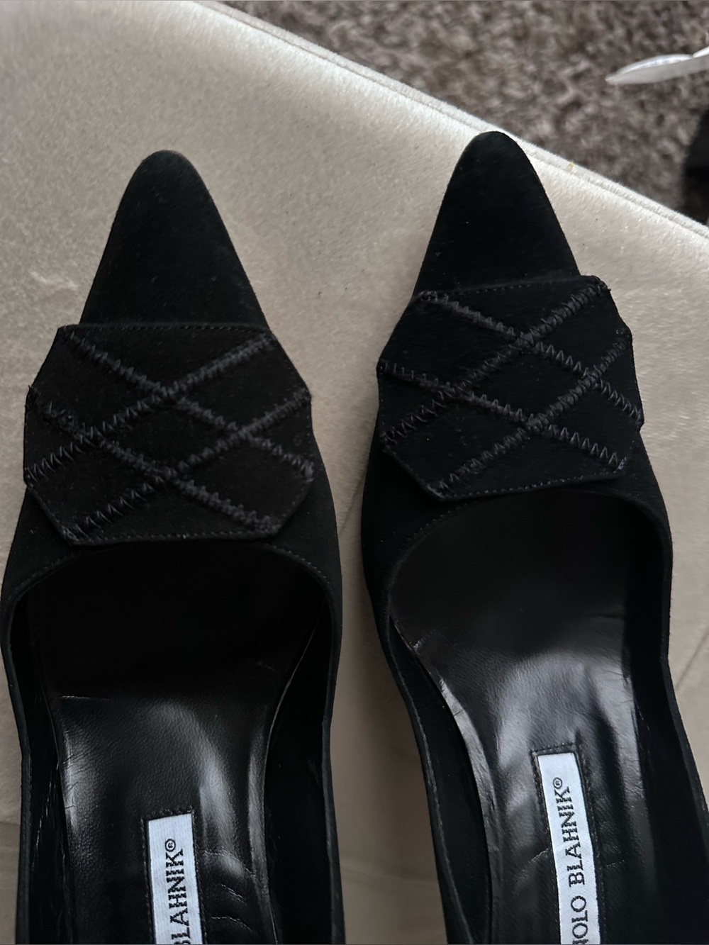 Manolo Blahnik Black Suede Pumps